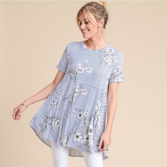 hopely Tops - Hopely Striped High Low Tunic